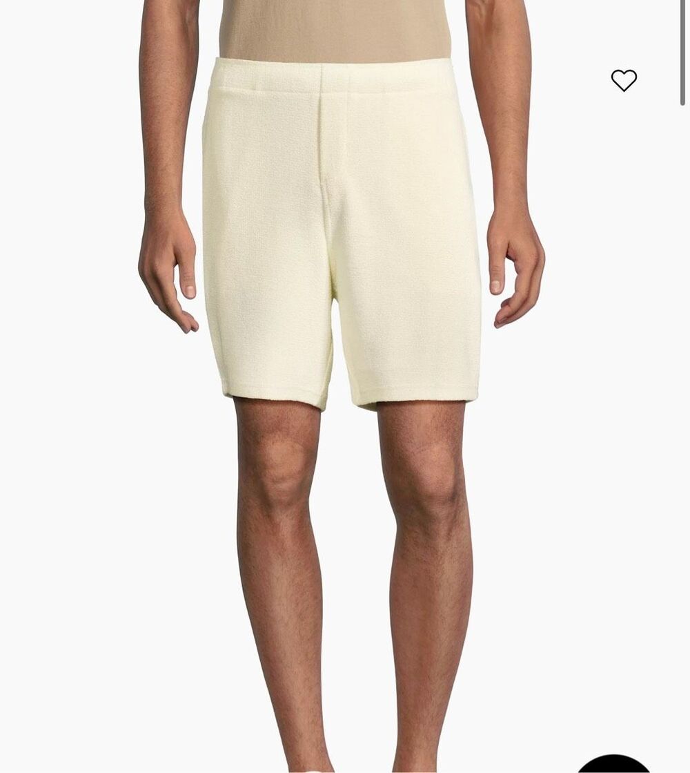 Vince $165 Bouclé Stretch Cotton Pull On Shorts in Bone Mens Large NEW